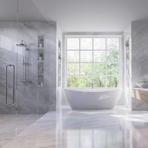 Bathroom with rain shower Surrey