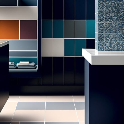 Bathroom with designer tiles Surrey